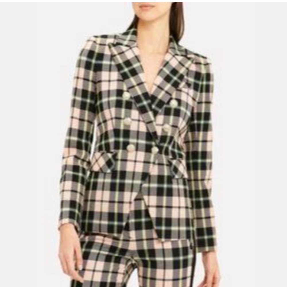 Veronica Beard Miller Blazer Pink Plaid